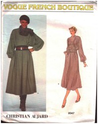2047 VOGUE CHRISTIAN AUJARD LONGER FLARE PULLOVER DRESS, CUMMERBUND PATTERN 8 UNCUT